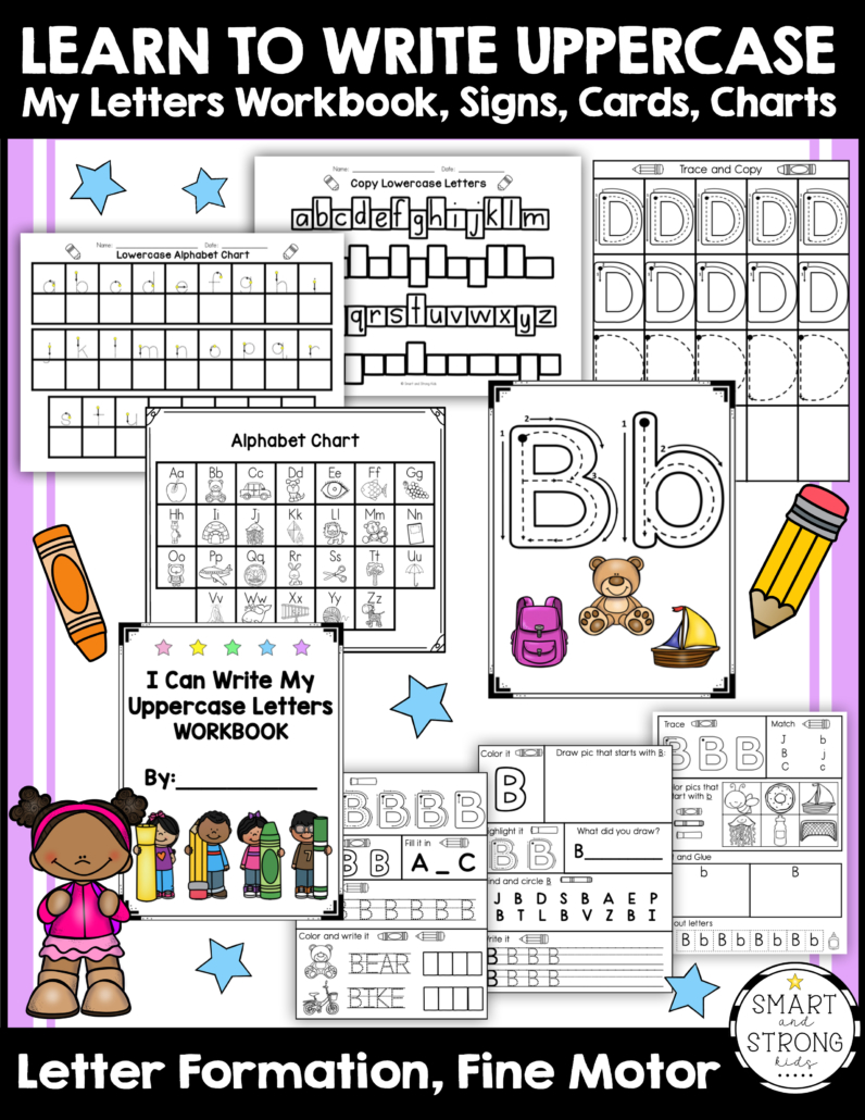 This bundle includes formation guidelines for writing uppercase letters, fun pictures, sight words, simple sentences, formation guidelines, interesting games,  and a large variety of content that you won't find with other handwriting worksheets!