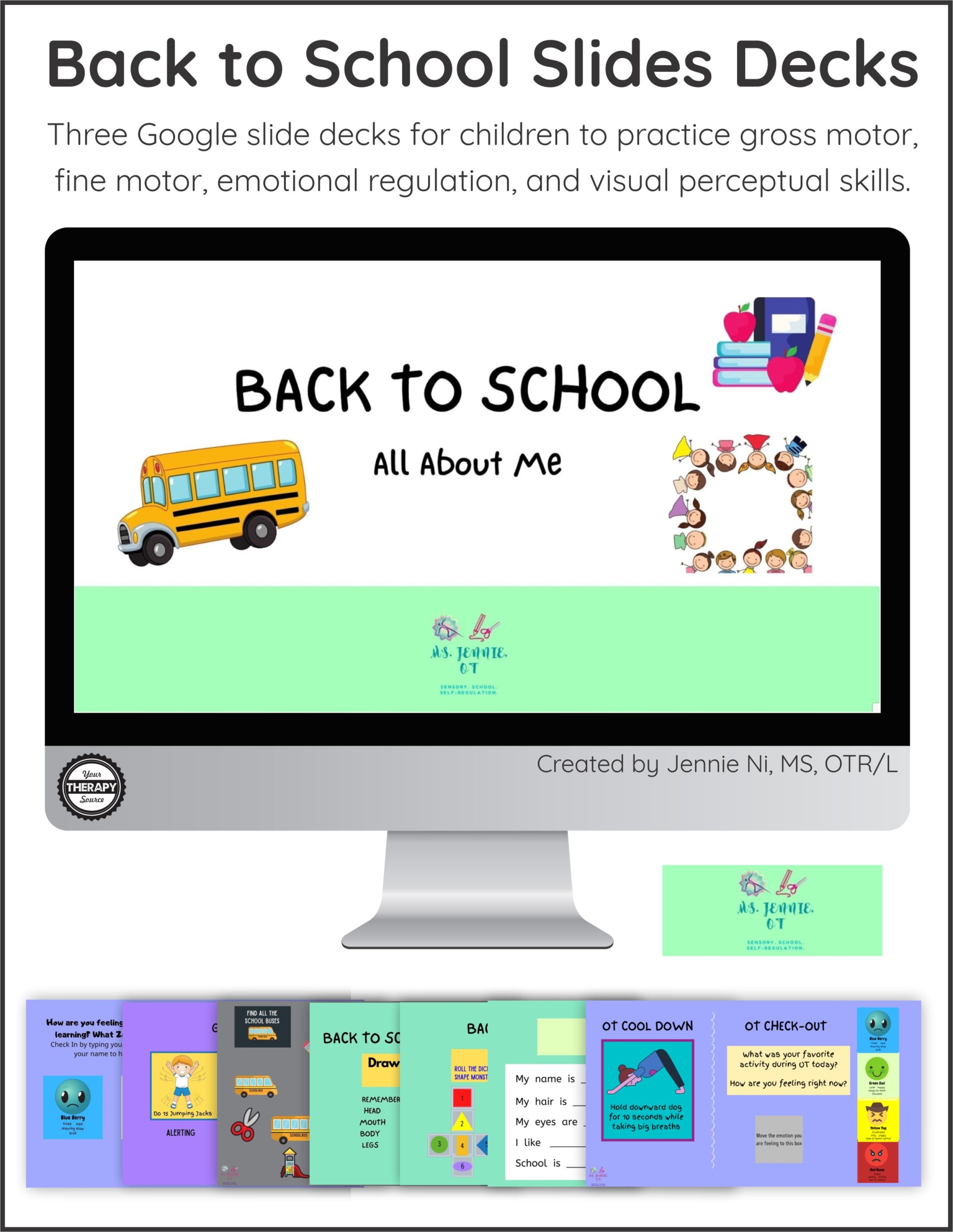 If you need a few fun and engaging telehealth ideas to help get to know your Occupational Therapy students, this bundle of three OT Back to School Telehealth Google Slide decks, created by Jennie Ni, MS, OTR/L will help you get started right away!