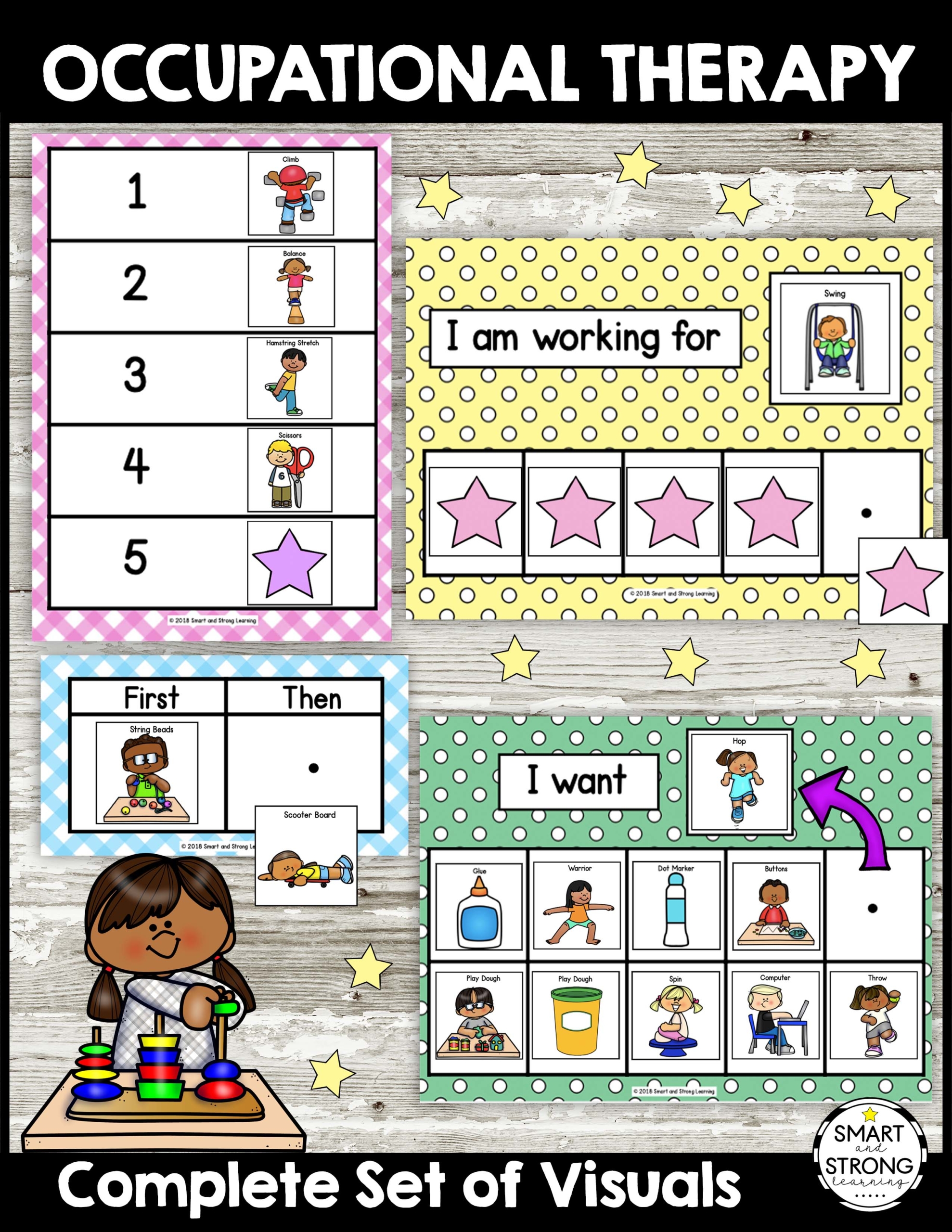 Occupational Therapy - Complete Set of Visuals digital packet includes various visual support boards: First - Then, First - Next - Last, Schedule, Token Board, Choice Board.
