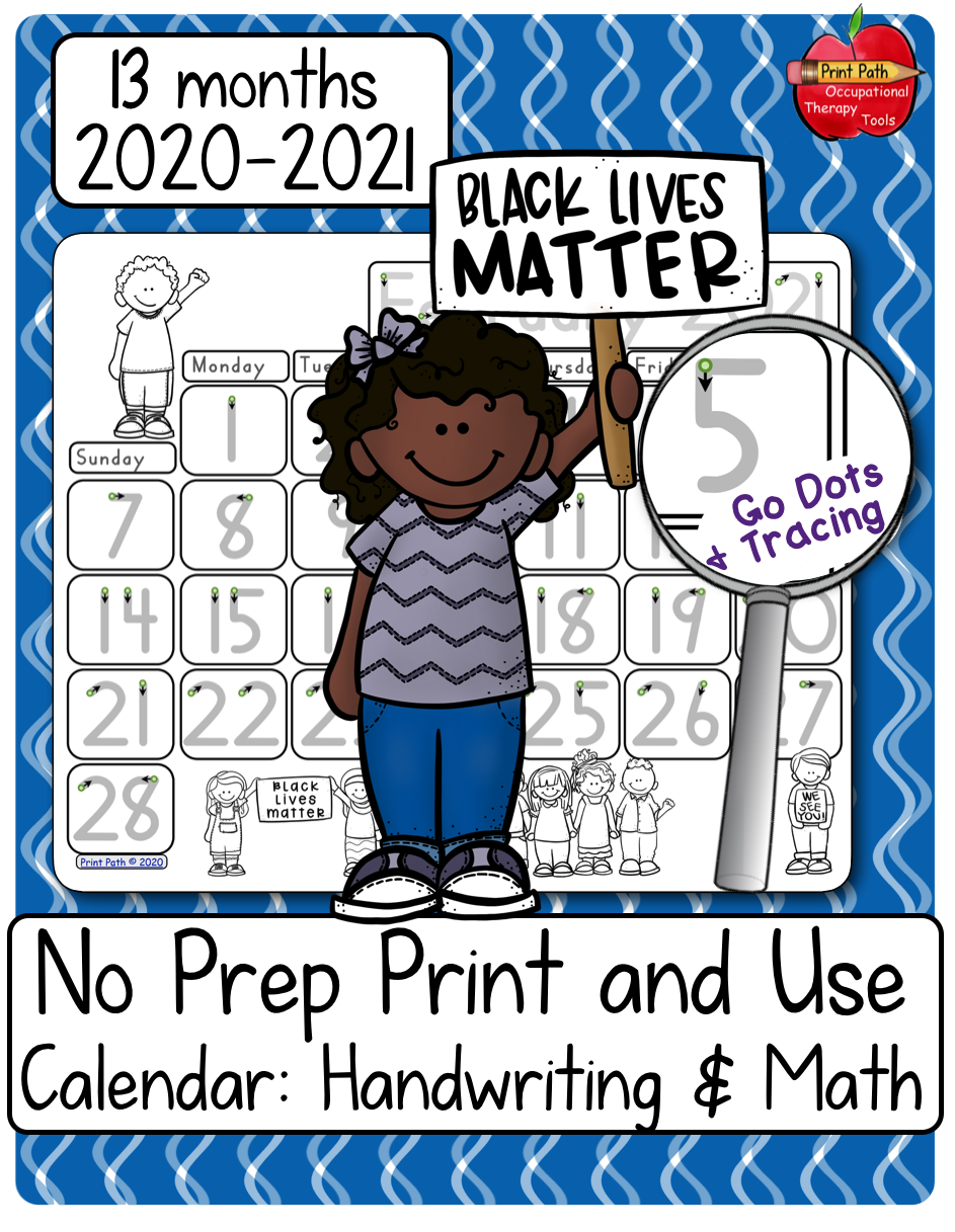 This blank and traceable calendars bundle 2020-2021, created by school-based Occupational Therapist Thia Triggs, provides differentiated instruction and practice of numeral formations through participating in functional tasks – making calendars. 