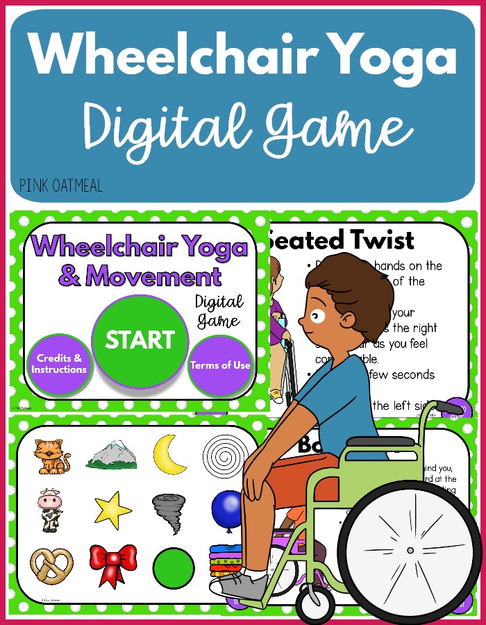 The Wheelchair Yoga and Movement Digital Game encourages fun and novel exercises for children to complete.  You can play digitally on your tablet, computer, or interactive whiteboard.
