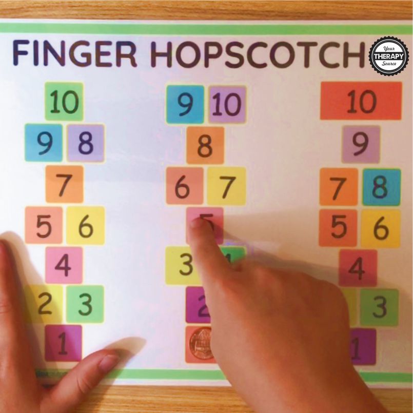 This FREE fine motor exercise - Finger Hopscotch is a no-prep, fun game to play! You can download the free printable at the bottom of the post.