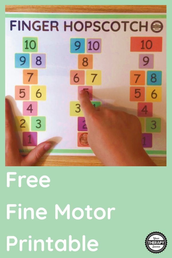 This FREE fine motor exercise - Finger Hopscotch is a no-prep, fun game to play! You can download the free printable at the bottom of the post.