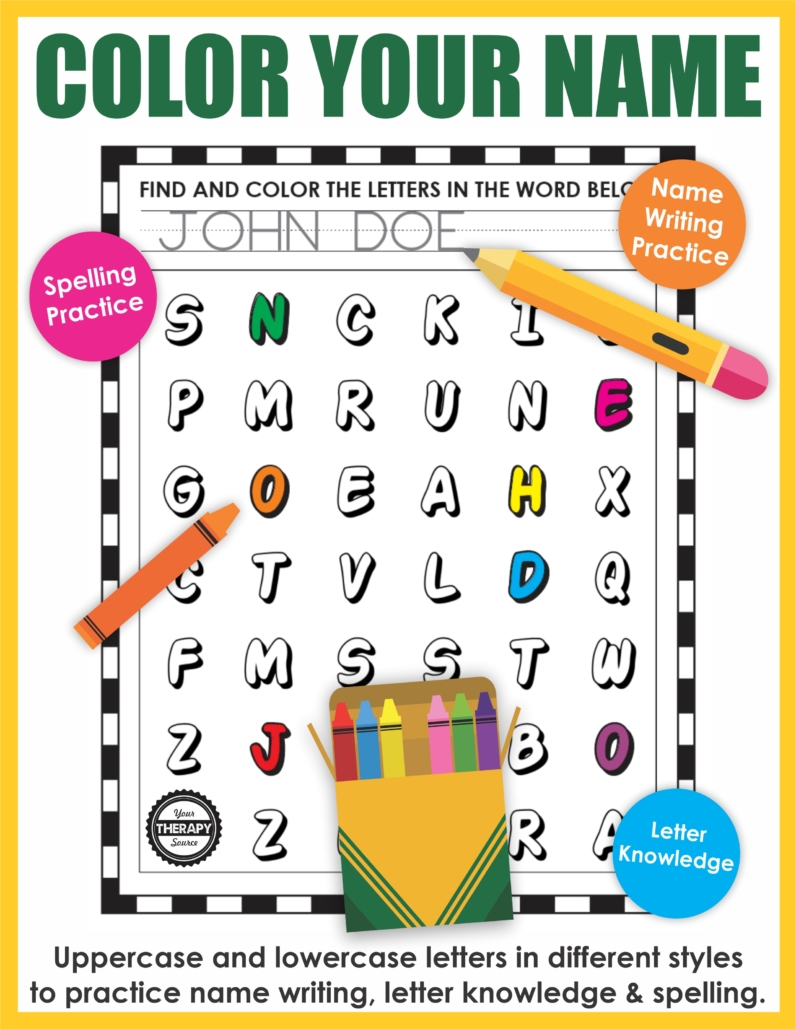 Color Your Name (or color any word) is a no-prep digital packet to encourage children to practice their handwriting skills, name recognition along with letter knowledge.