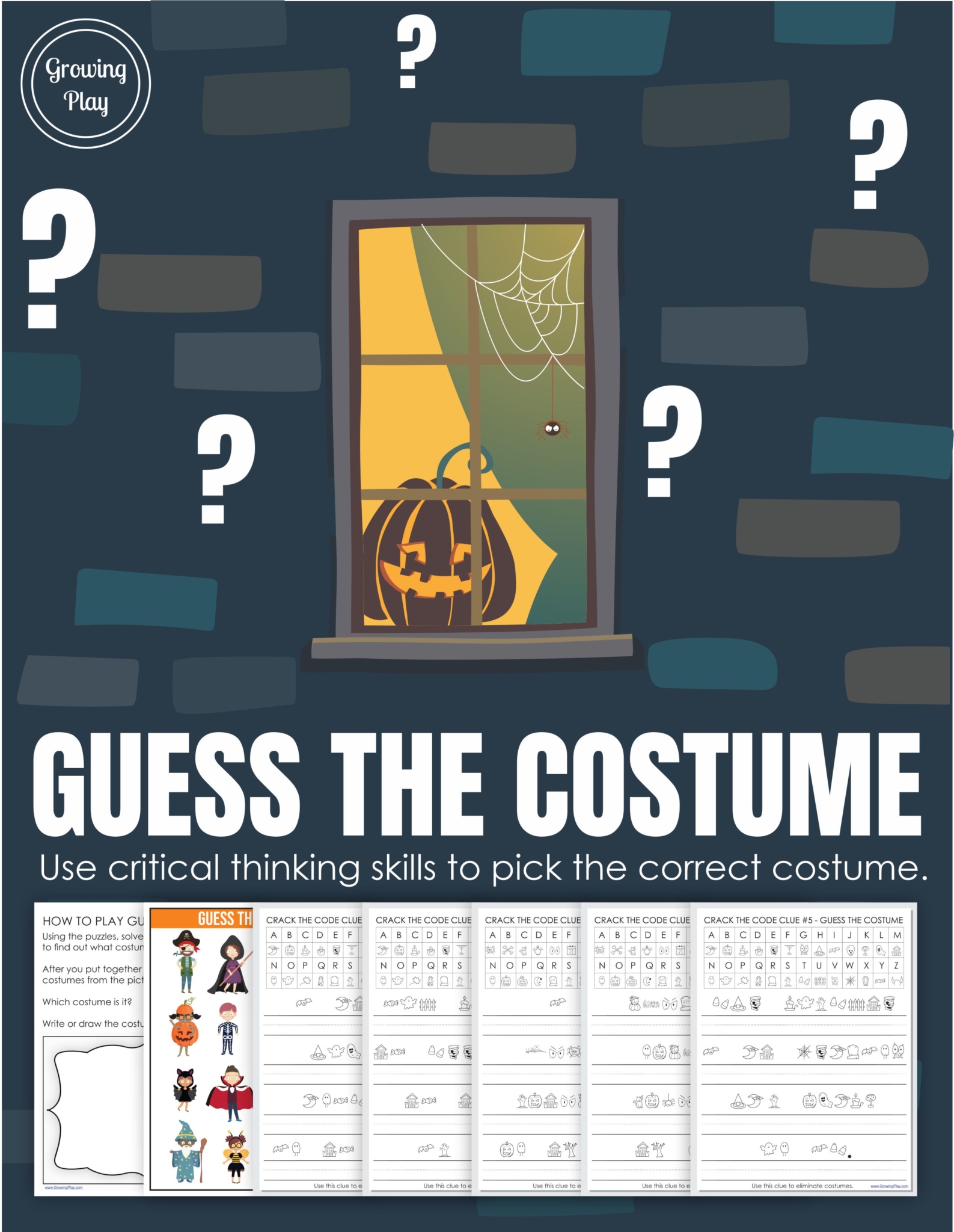 This Guess the Costume Decoding Puzzle includes 5 clues to solve to find out what costume the child is wearing. Perfect for Halloween or anytime of year!