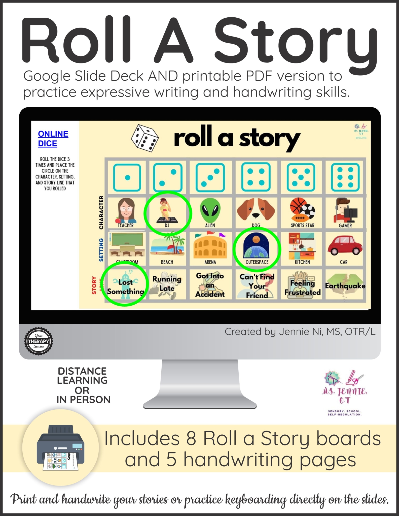 The Roll a Story activity has students rolling a die to mix-and-match story elements to get their stories started right away!