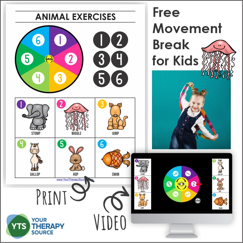 If you are looking for a super easy movement break for kids, look no further than this FREE animal exercise video and printable game.
