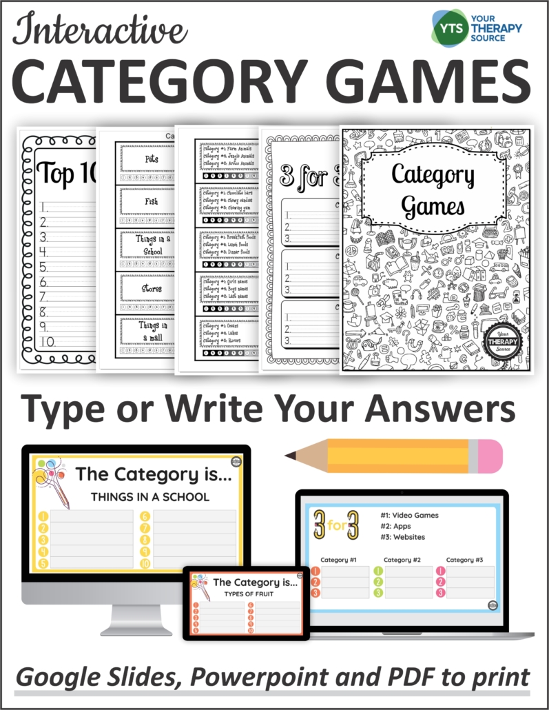 This interactive Category Games for Kids collection can be played on the computer or print it and grab a pencil!