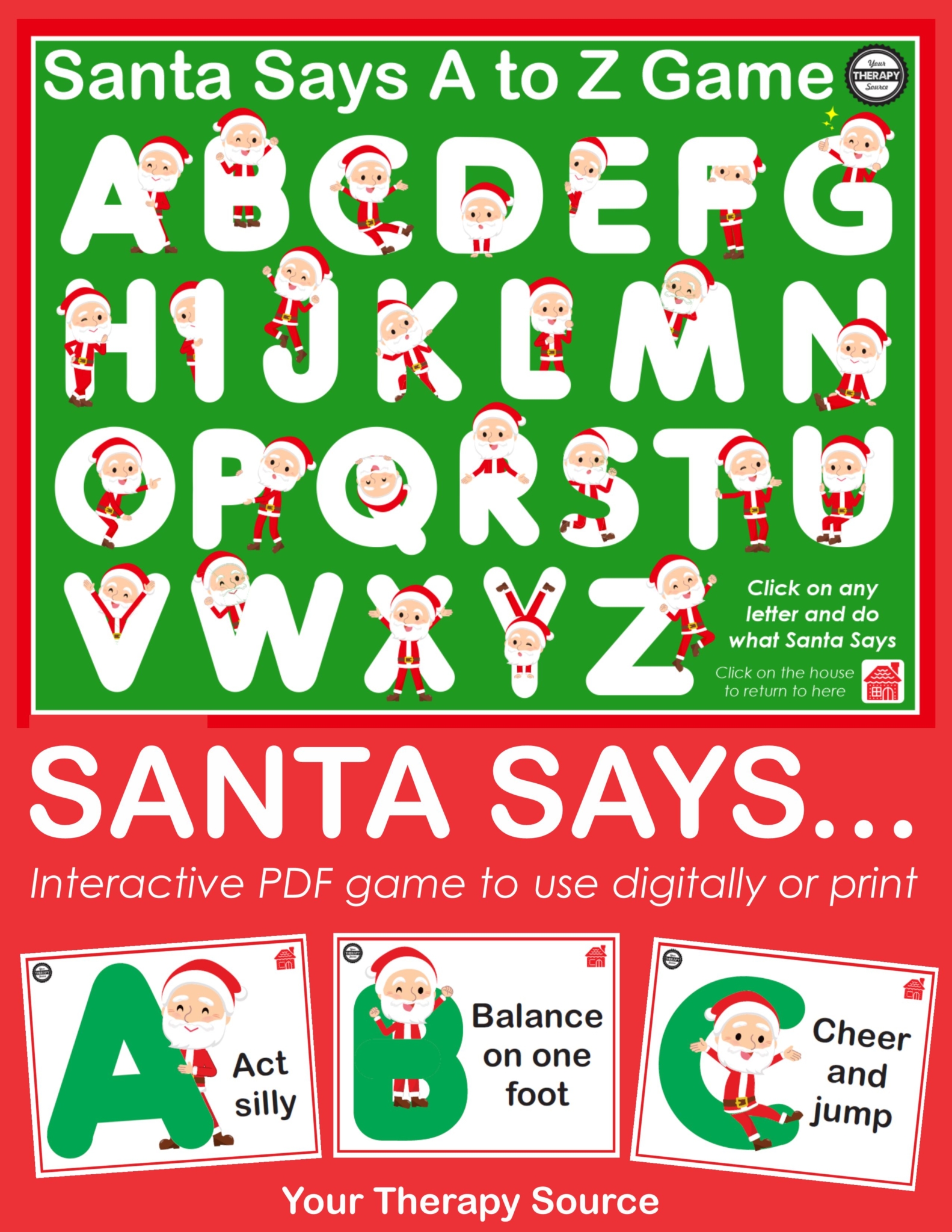 If you are looking for a fun, easy to use, interactive game that you can use digitally or print, check out Santa Says.