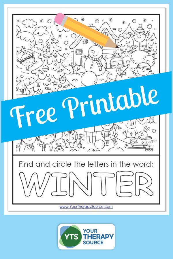 This Find and Circle the Winter Letters free printable is ready to go to see if you can find and circle the six letters in the word W-I-N-T-E-R.