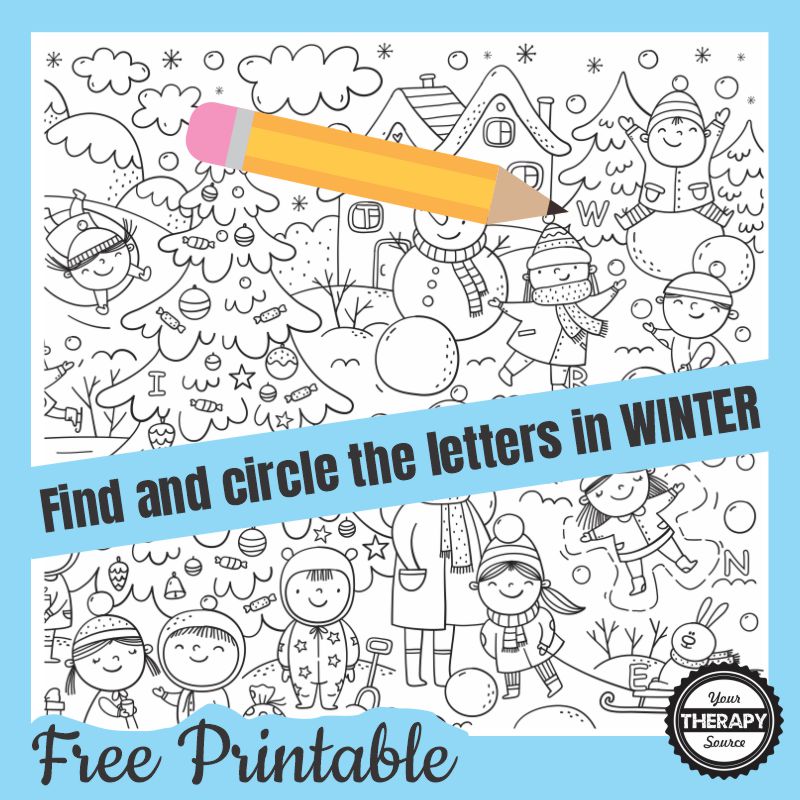 This Find and Circle the Winter Letters free printable is ready to go to see if you can find and circle the six letters in the word W-I-N-T-E-R.