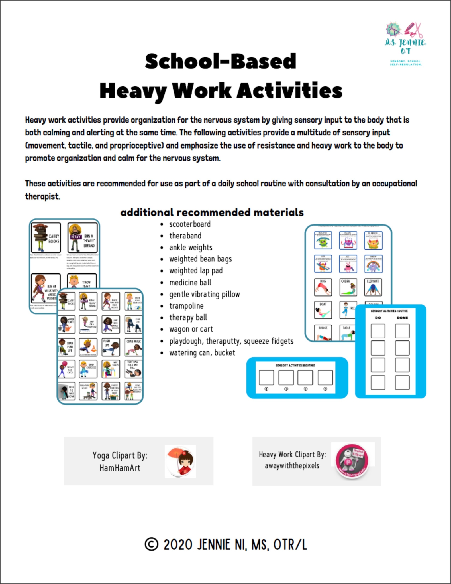Heavy Work Sensory Activities Packet