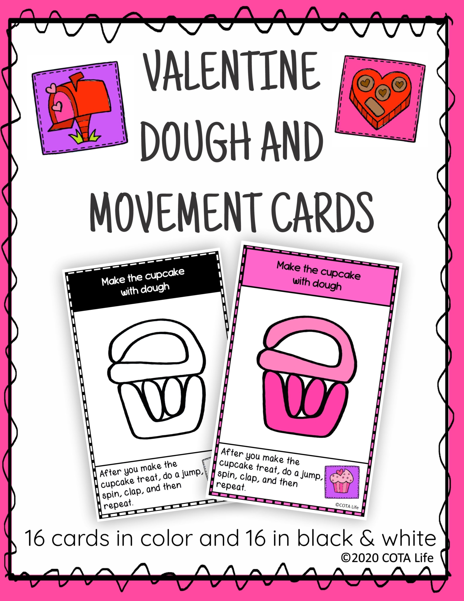 The Valentine Play Dough and Movement Cards are designed for children to engage in the activity of play dough use and body movements with a FUN Valentine theme.