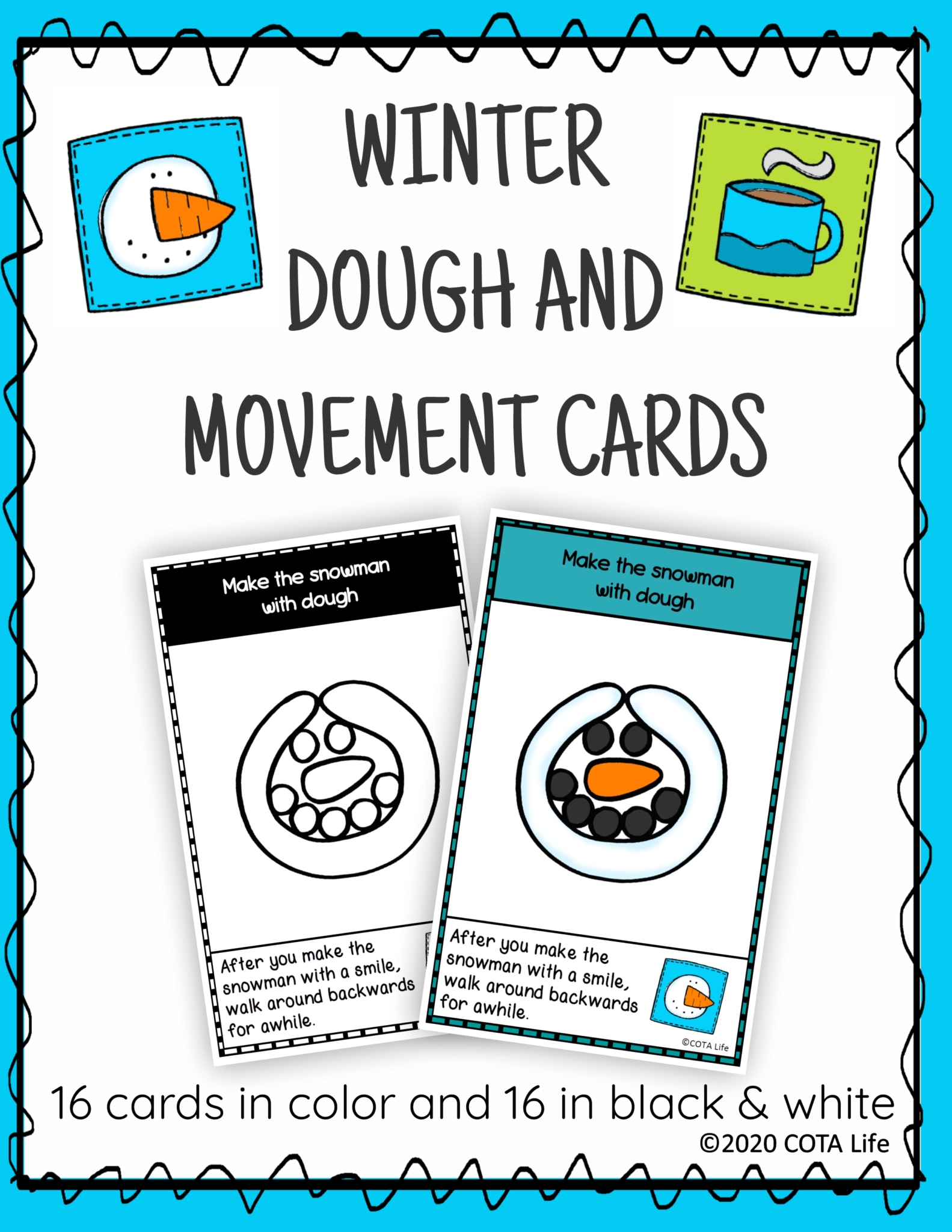 The Winter Play Dough and Movement Cards are designed for children to engage in the activity of play dough use and body movements with a FUN Winter theme.