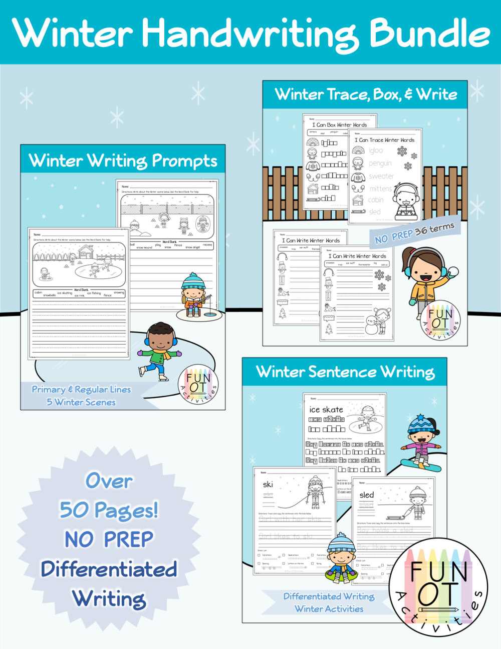 Work on handwriting skills with this differentiated writing bundle with a Winter theme! Created by Samantha Chow Tran, M.S., OTR/L
