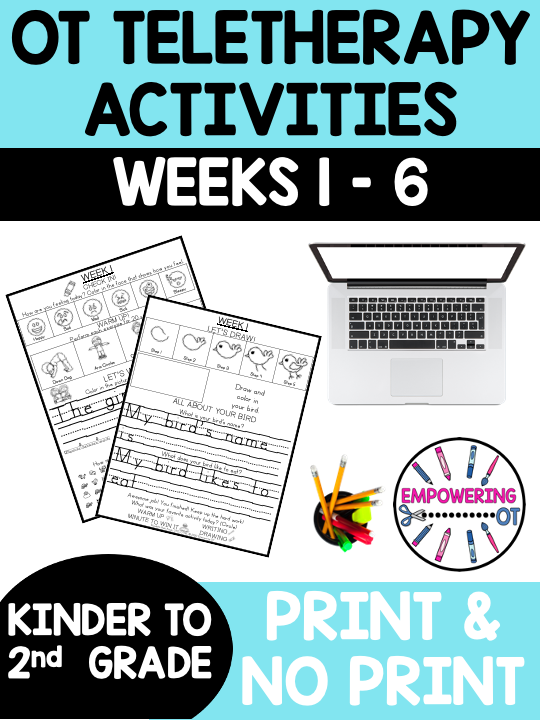 check out this packet of OT Teletherapy Activities for grades K through 2 , if you are providing teletherapy or sending weekly activity packets for your students to work on fine motor, visual motor and visual perceptual skills,
