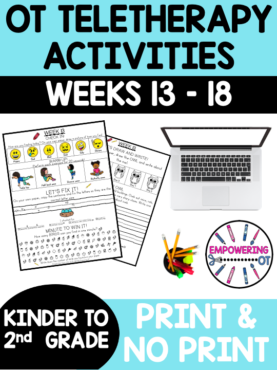 This Early Elementary Occupational Therapy Weeks 13 to 18 includes activities targeting fine motor, visual motor and visual perceptual skills!