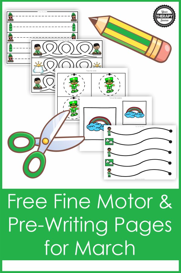 Here are ready to go PREVIEW sample pages of March Fine Motor and Pre-Writing printables created by Christine OTR.