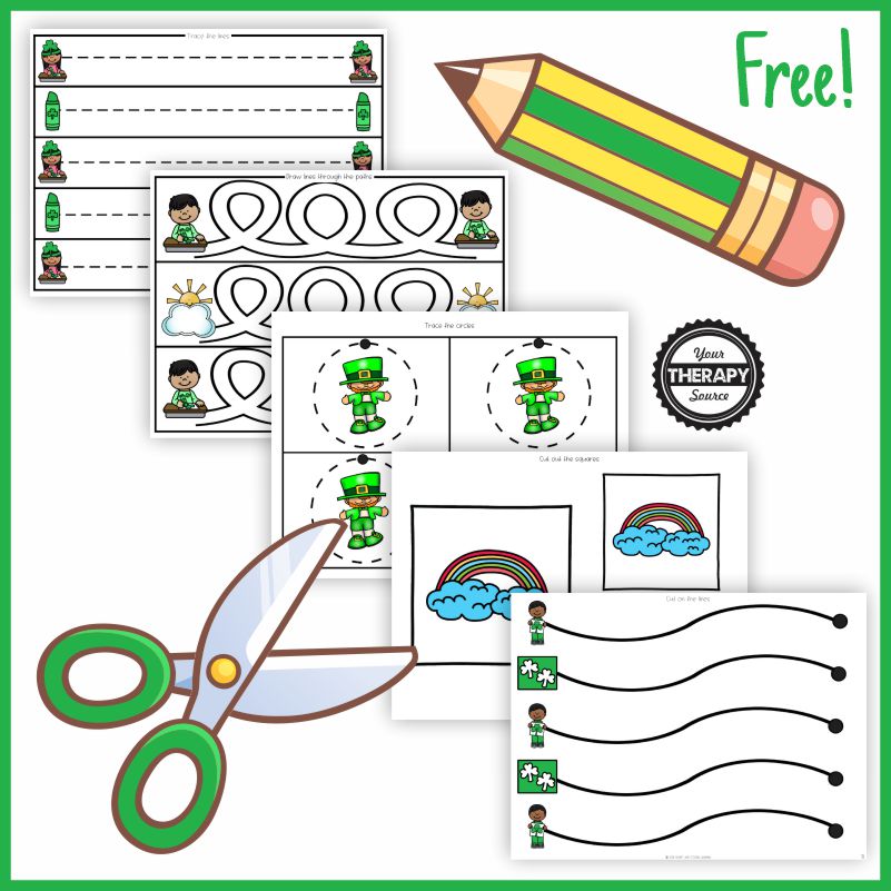 Here are ready to go PREVIEW sample pages of March Fine Motor and Pre-Writing printables created by Christine OTR.