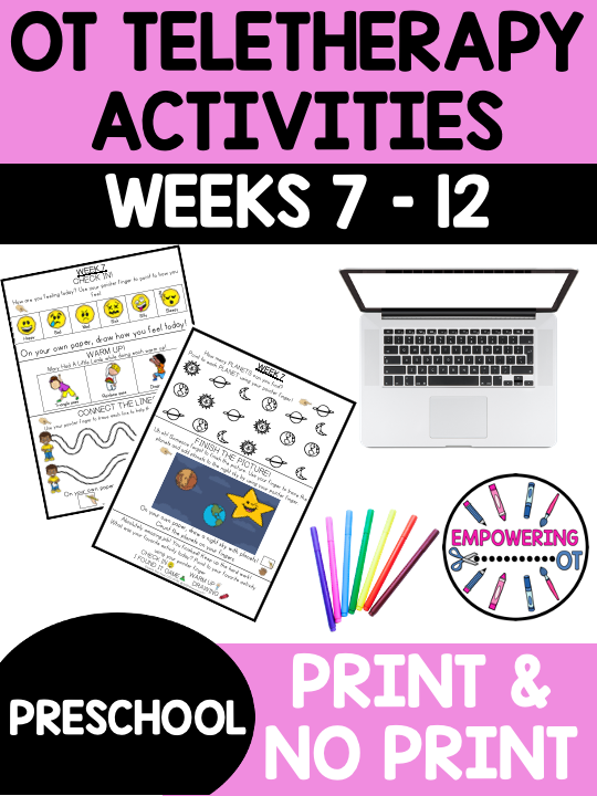Practice fine motor, visual motor and visual perceptual skills with this Occupational Therapy Preschool Activities Set 2 weeks 7-12.