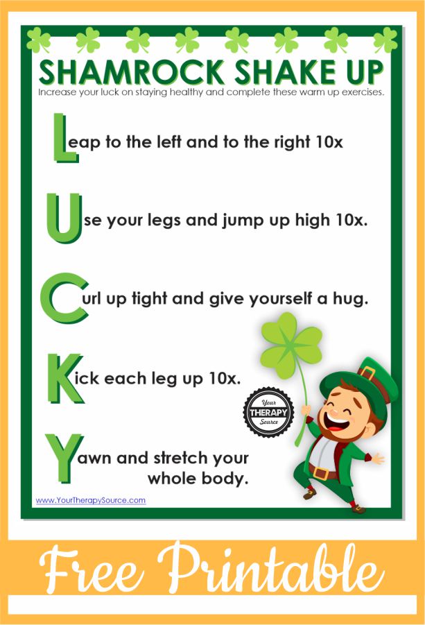 Try this Shamrock Activity and increase your luck on stay healthy with these exercises.