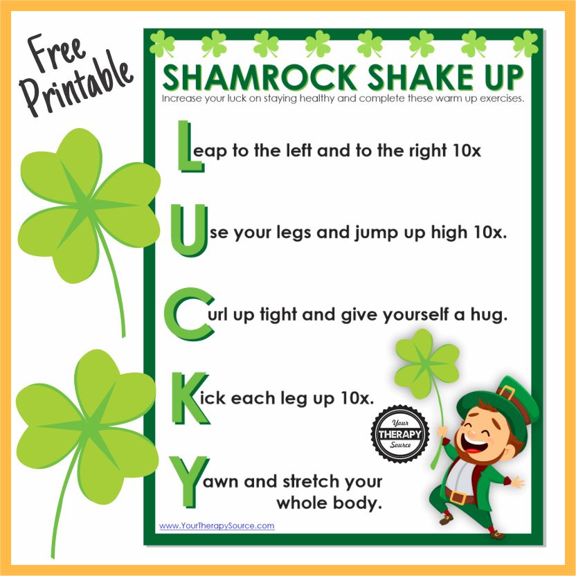Try this Shamrock Activity and increase your luck on stay healthy with these exercises.