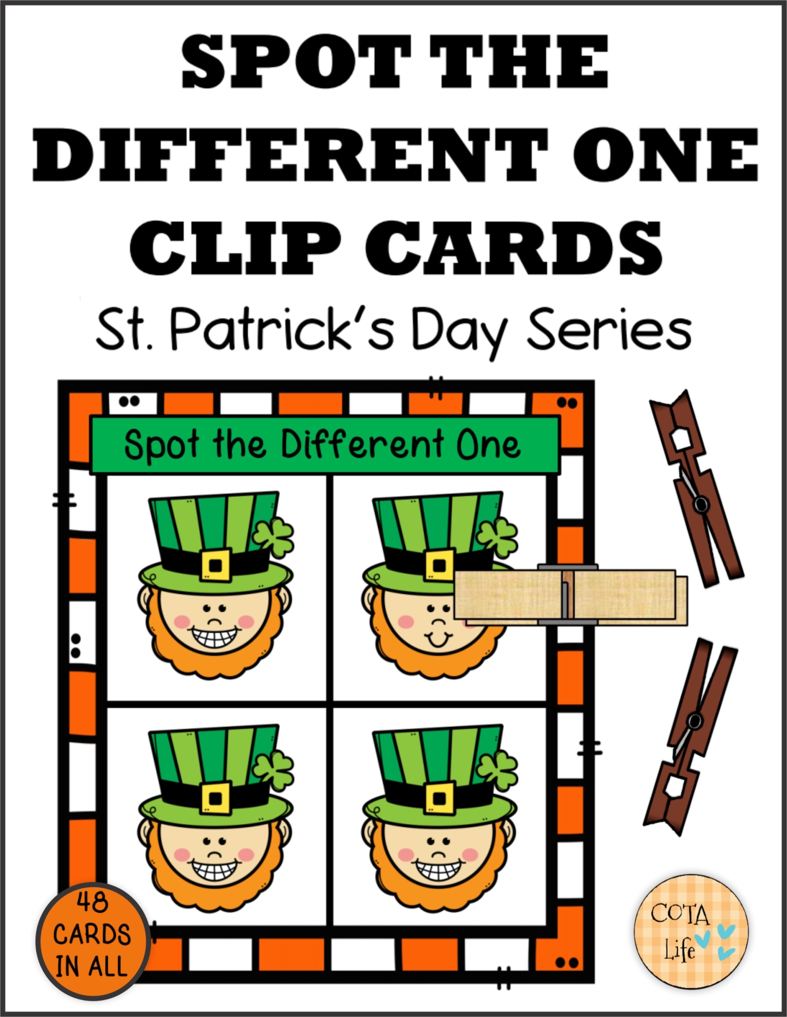 Check out this set of 48 Spot the Difference St Patrick's Day Clip Cards created by Regina Parsons-Allen, a pediatric COTA.