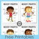 6 Body Awareness Activities and Printables - FREE from Your Therapy Source for kids to learn about body awareness and other skills.