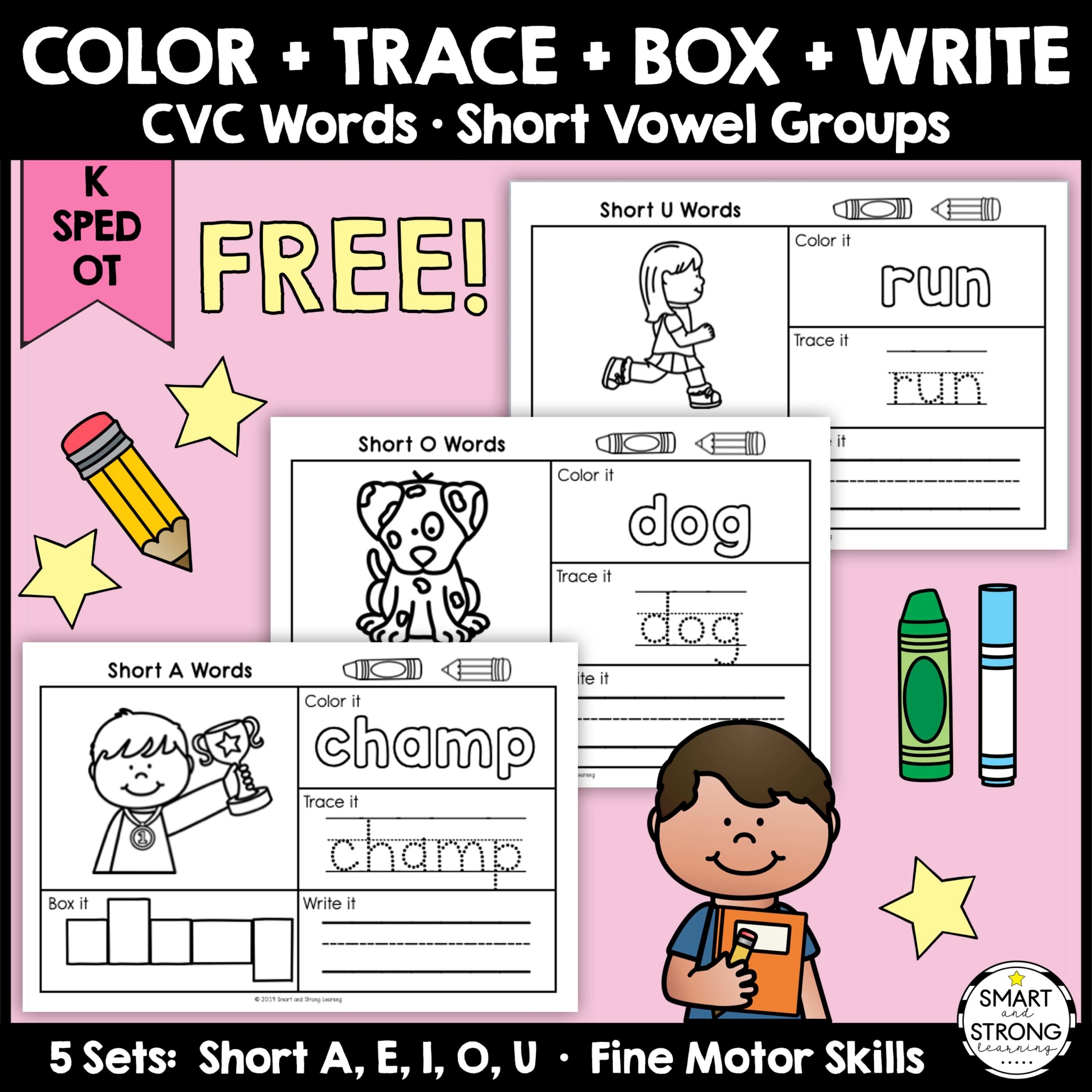 Created by an Occupational Therapist, this FREE CVC Worksheet PDF is for early learners who are starting to learn, read, and write CVC sight words.