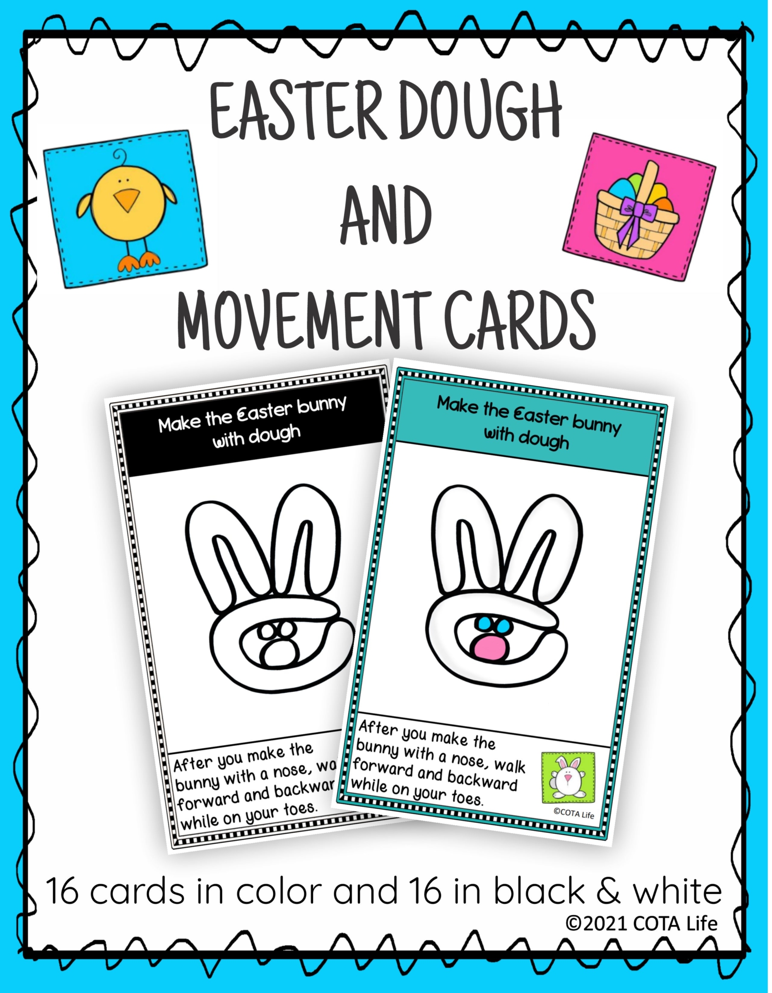 The Easter Play Dough and Movement Cards are designed for children to engage in the activity of play dough use and body movements with a FUN Easter and Spring time theme.