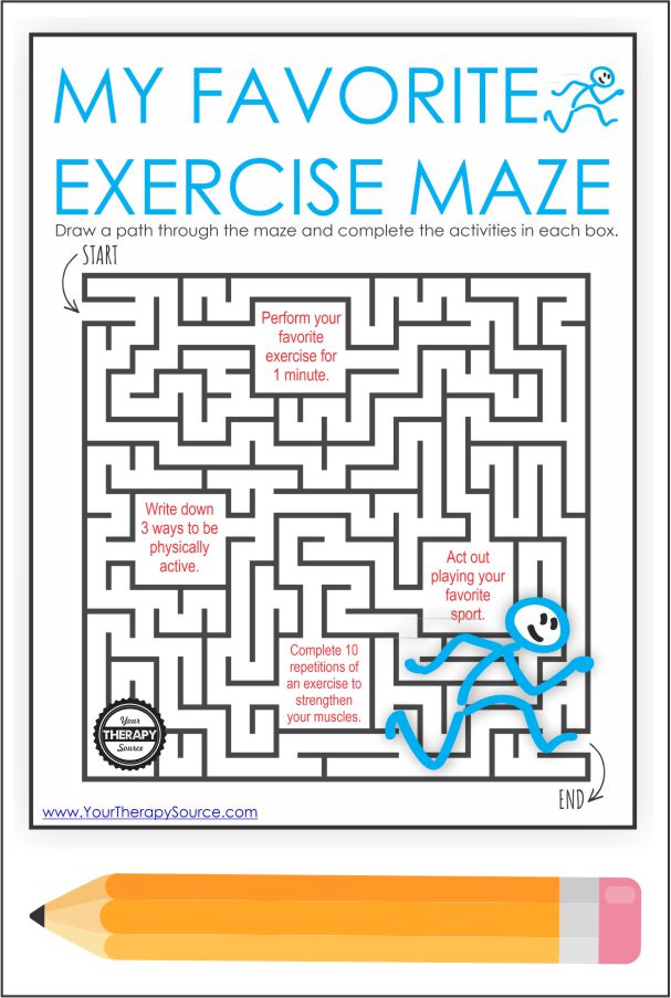 If you need a quick, NO PREP, brain break or physical activity, check out this Exercise Activity Maze from Your Therapy Source.