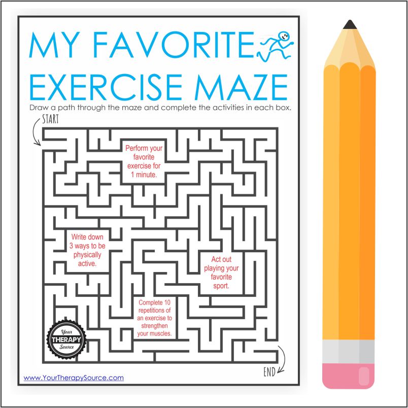 If you need a quick, NO PREP, brain break or physical activity, check out this Exercise Activity Maze from Your Therapy Source.