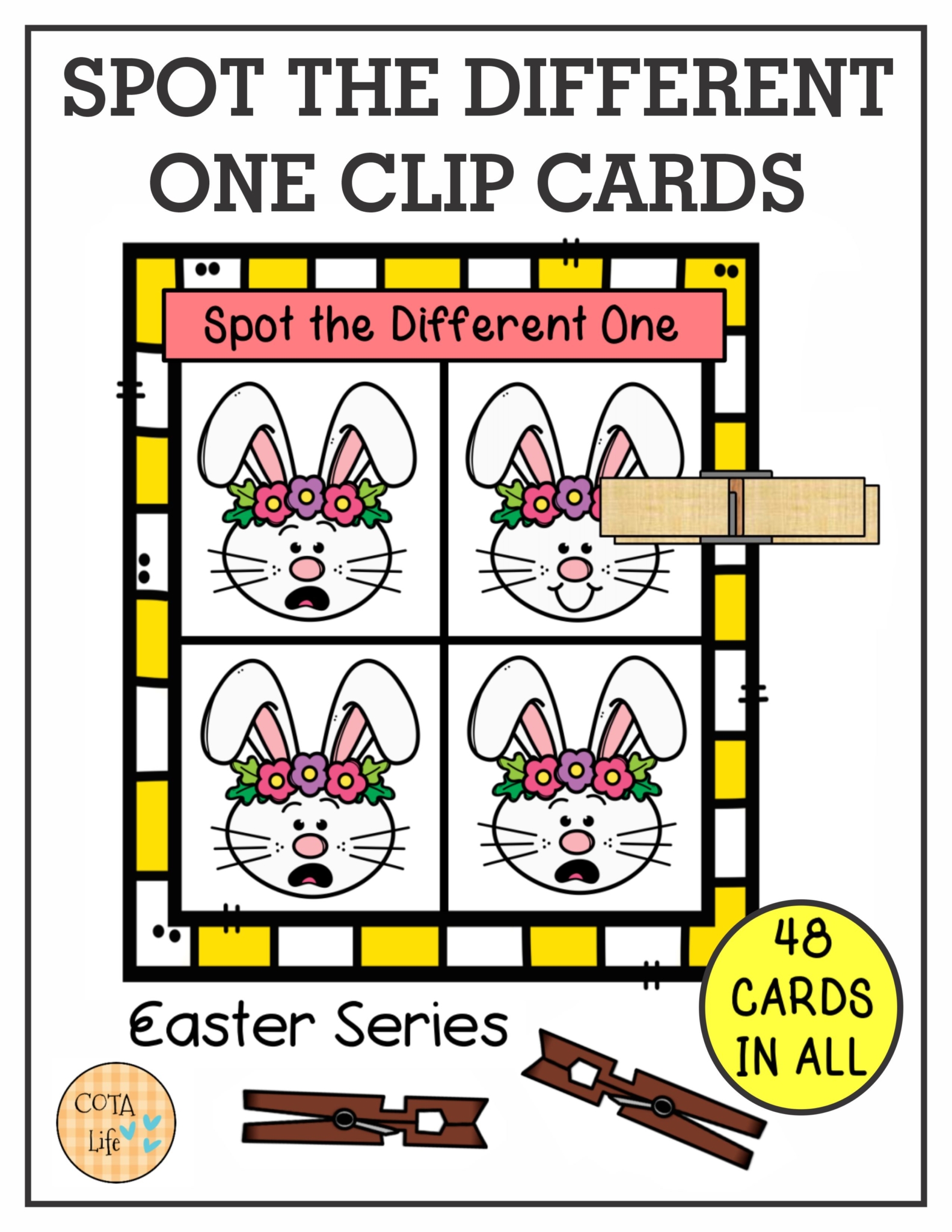 These Spot the Difference Easter Clip Cards encourage hand strengthening, visual perceptual skills and bilateral coordination.