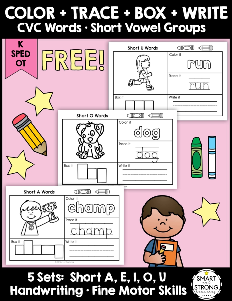 Created by an Occupational Therapist, this FREE CVC Worksheet PDF is for early learners who are starting to learn, read, and write CVC sight words.