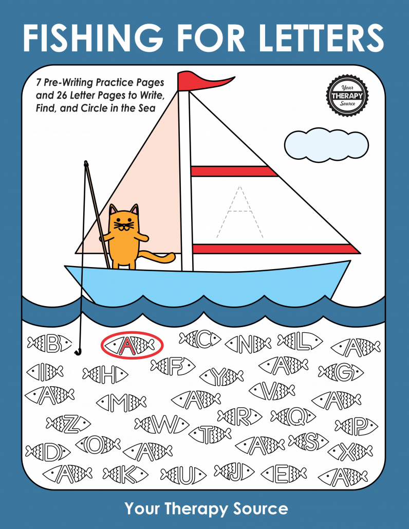 The Fishing Worksheets provide 7 pre-writing practice pages and 26 write, find and circle alphabet pages all with a fishing theme!