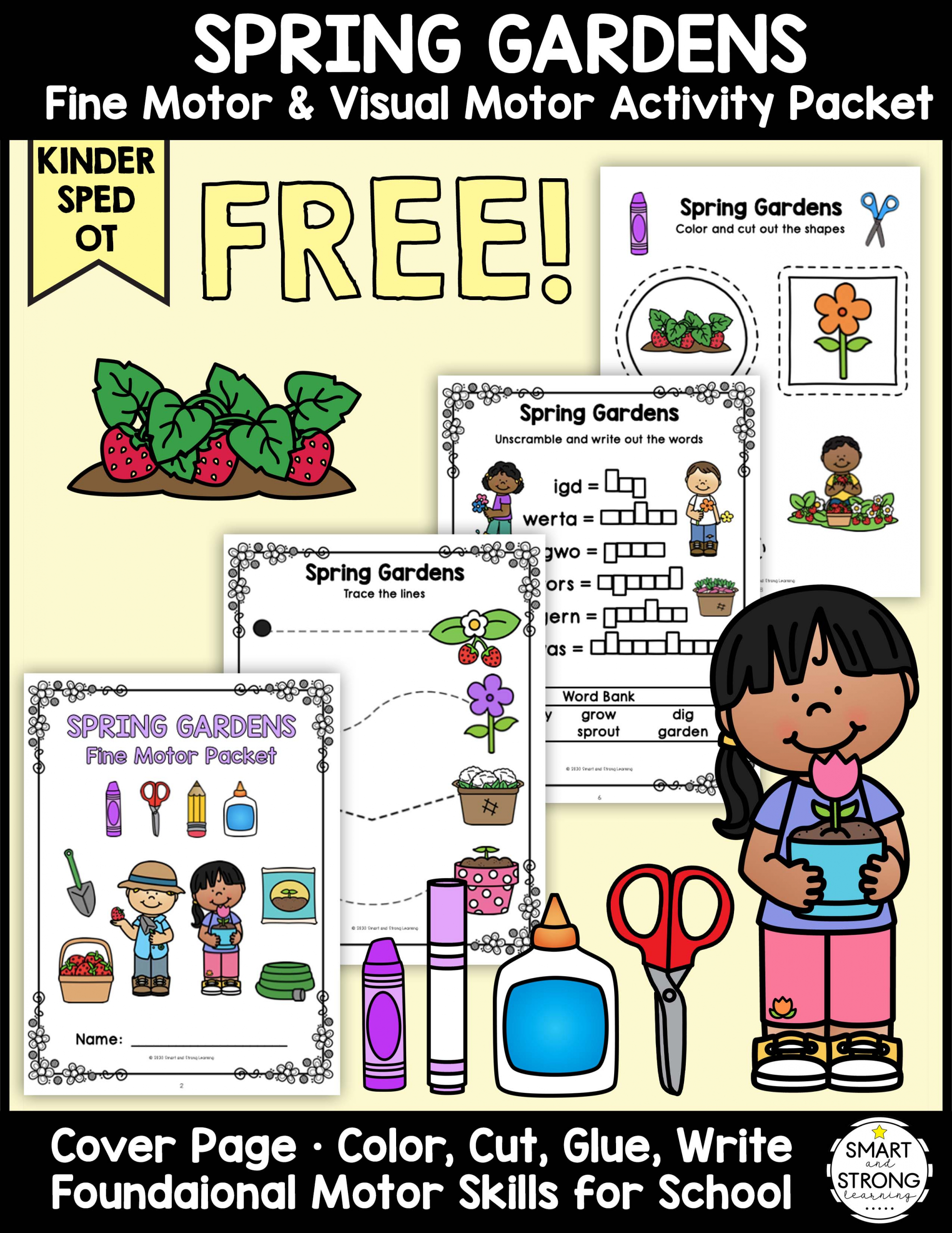 Are your students participating in a garden theme? The Garden Fine Motor Freebie packet is all set to go to practice pre-writing and scissors skills.