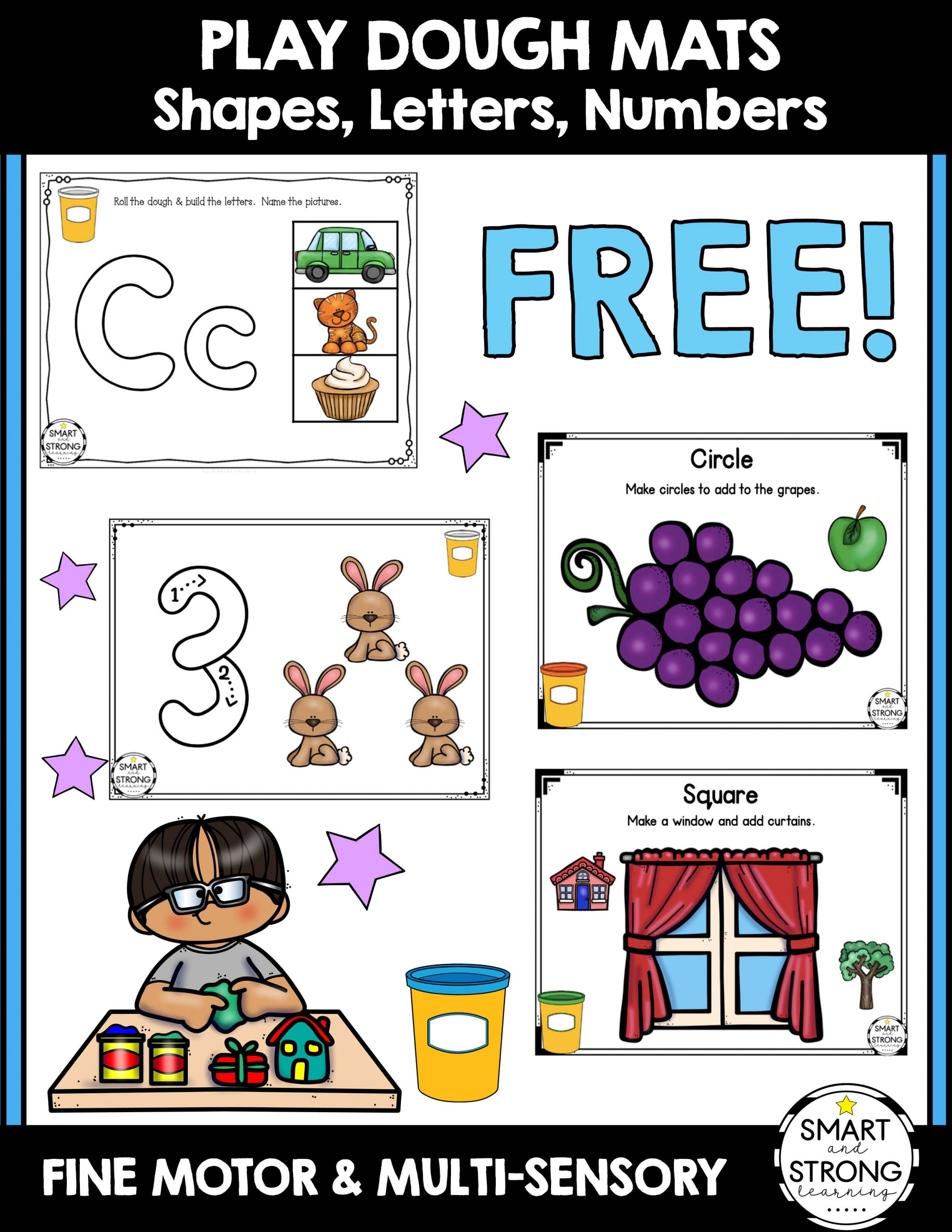 Need free printable play dough mats to help develop fine motor skills and muscle strengthening in the fingers and hands for your children?