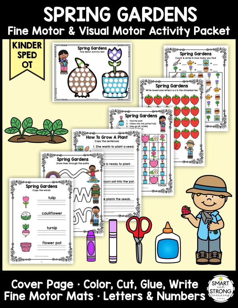 This garden theme classroom fine motor activity packet focuses on all things related to Spring gardens - Color, Write, Cut, Glue during the month of May or anytime!