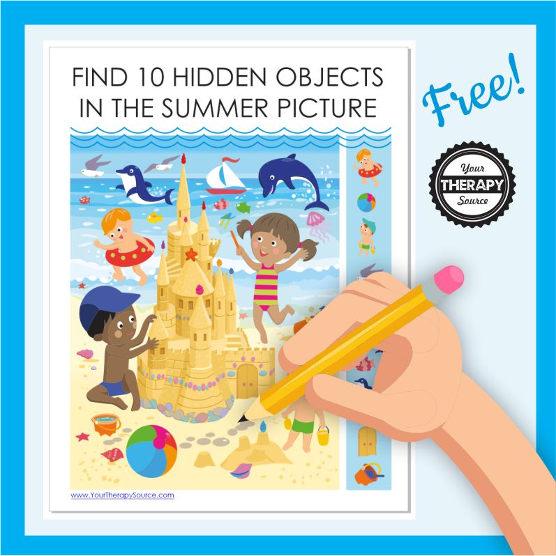 Need a quick activity to challenge your students visual perceptual and fine motor skills? Check out this FREE I Spy Summer printable.