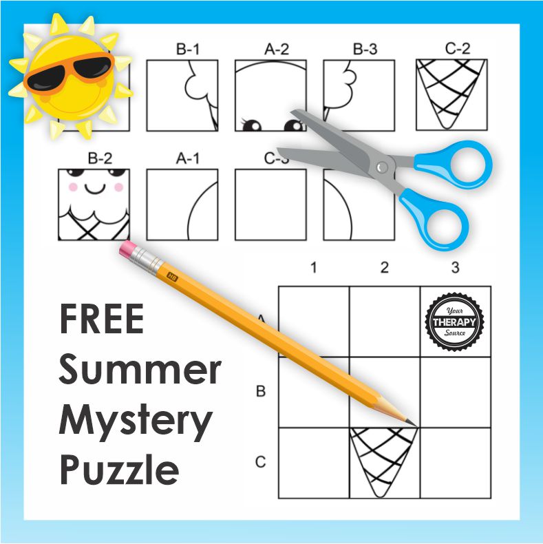 Need a cut and paste summer worksheet freebie? This will challenge your student’s fine motor skills and visual perceptual skills.
