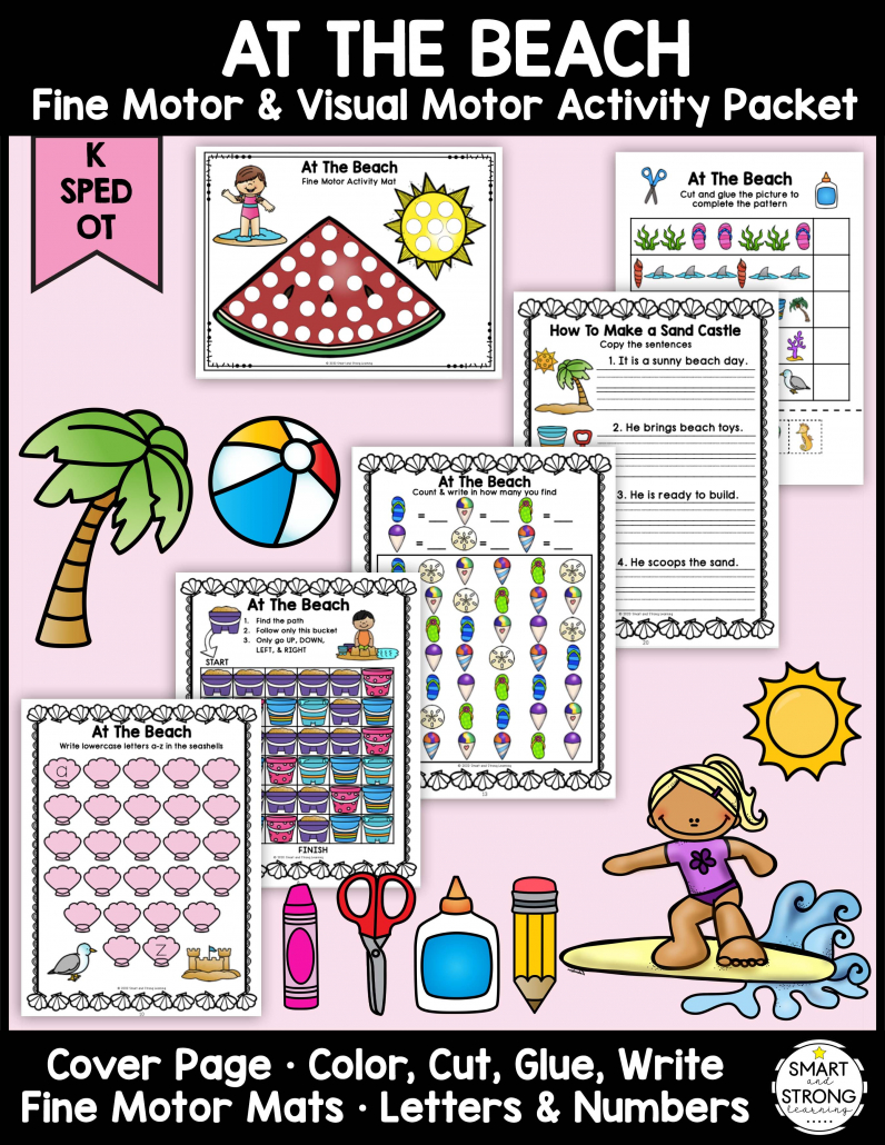 The Beach and Ocean Fine Motor Activities Packet - Color, Write, Cut, Glue is perfect of Summer or anytime of year!