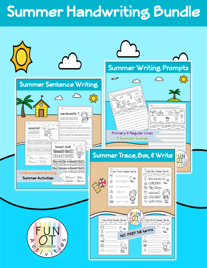 Created by Fun OT Activities, this Summer Handwriting bundle will be sure to keep your students engaged while practicing handwriting.