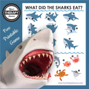 Need a fun shark game for kids to play? Add this FREE sensory motor printable to your bag of tricks. From Your Therapy Source