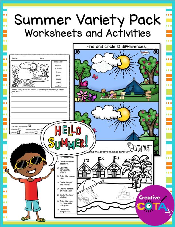 This Summer OT Variety Packet includes worksheets and activities with a Summer theme from many of the Creative COTA sets for occupational therapy.