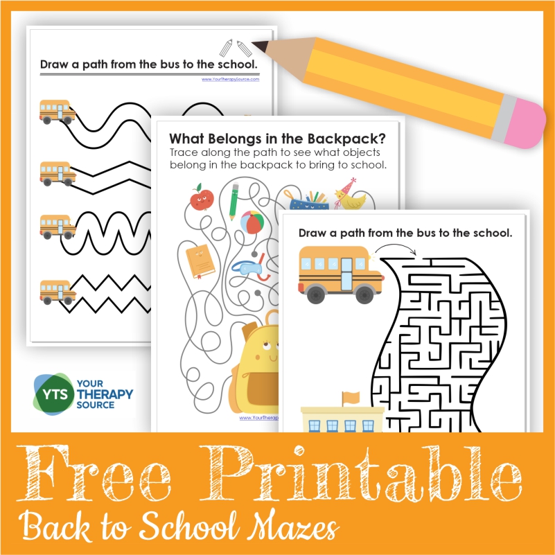 Free back to school mazes from Your Therapy Source