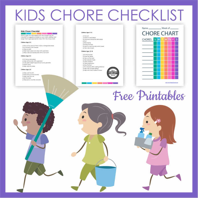 Make your life easier! You can download this FREE kids chore checklist at the bottom of the post from Your Therapy Source.
