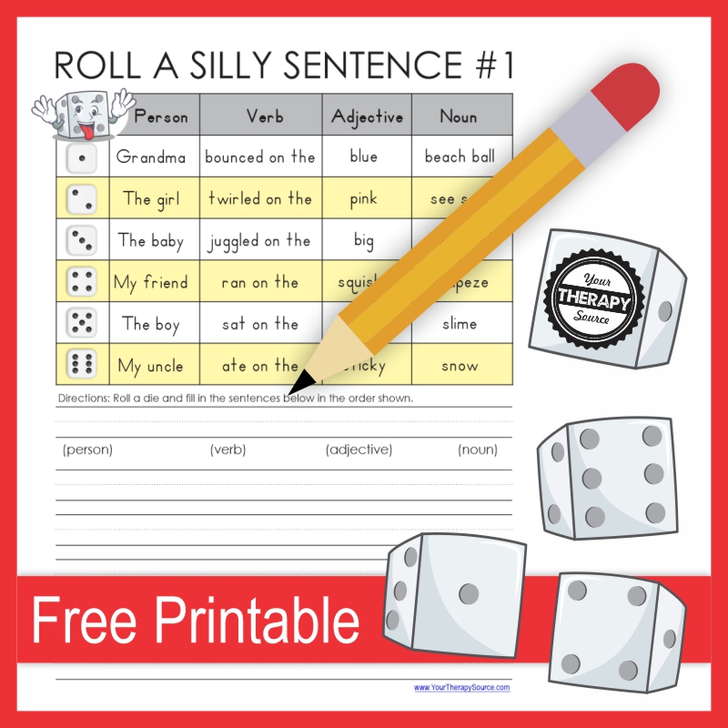 This Silly Sentences Printable free game will have students cracking up as they practice fine motor skills, handwriting, and writing.
