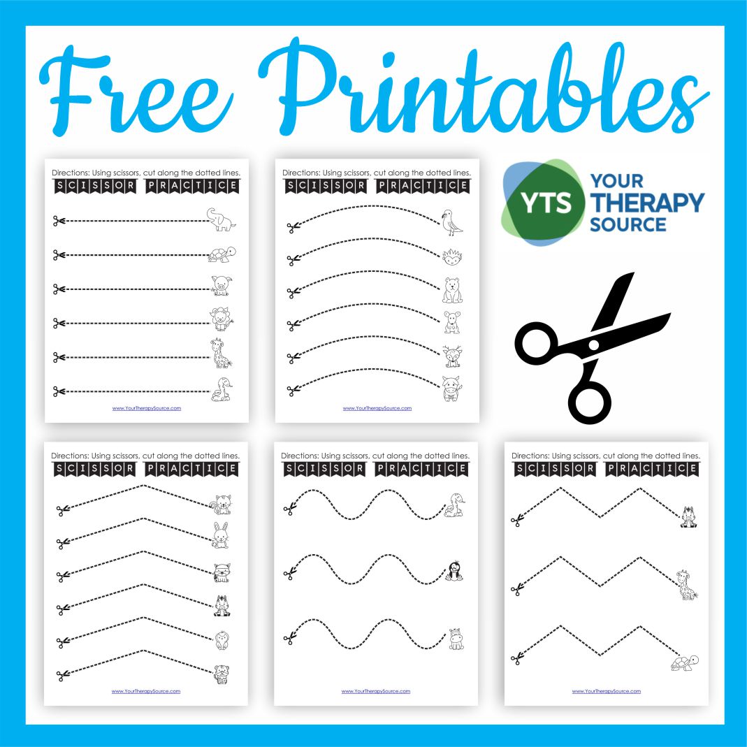 Are you in search of free cutting worksheets for fine motor skills? This 5 page black and white freebie is ready to go!