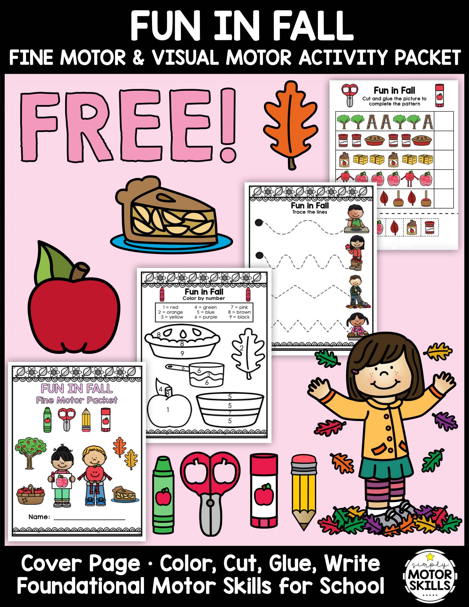 Need some FREE Fall fine motor activities for kindergarten and older students to practice prewriting, handwriting, and scissors skills?
