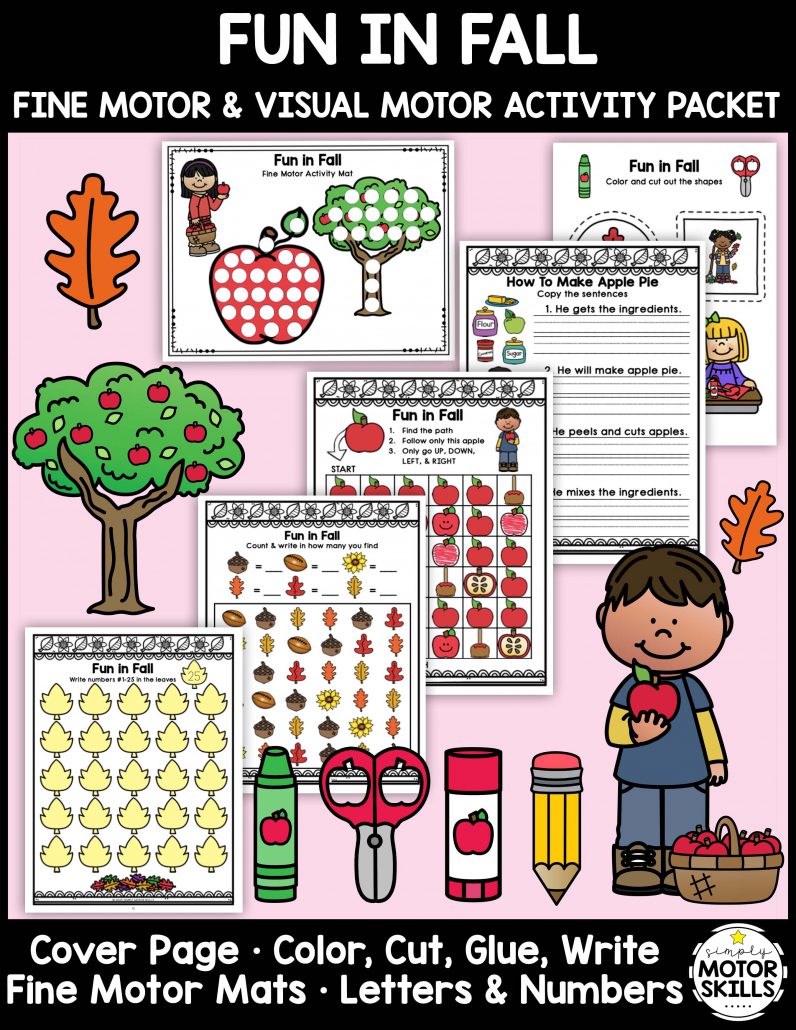 The Fall Fine Motor Activities – Color, Write, Cut, Glue digital download is an awesome NO PREP activity ready to go! Created by an Occupational Therapist, it is designed for: Kindergarten + aged students, SPED, OT, Home Activities and Fine Motor Stations.